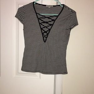 Deep V Stripped Top